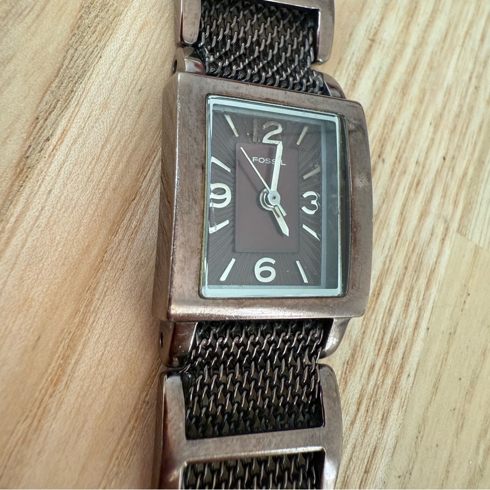 Fossil Ladies Rectangular Metallic Brown Watch Ne… - image 2